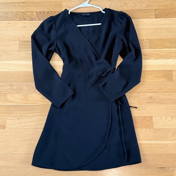 Topshop Black Crepe Wrap Mini Dress - Picture 5 of 7